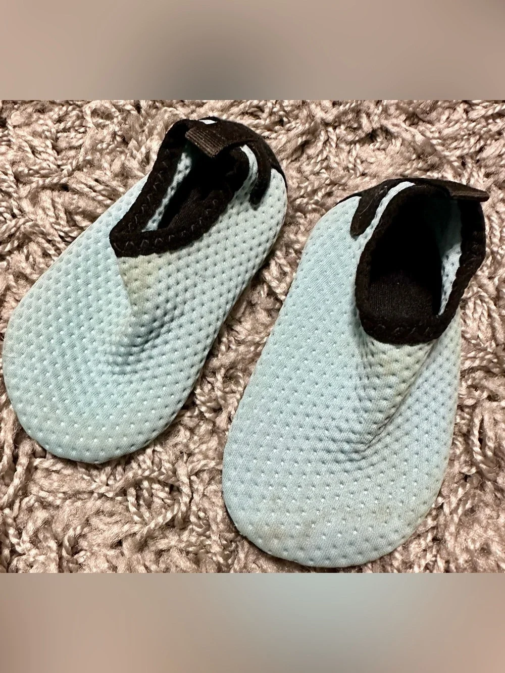 Light Blue Kids Water Shoes with Black Trim